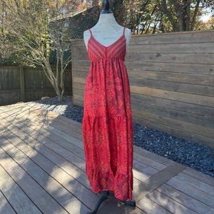 Boho Print Elastic Waist Maxi Dress